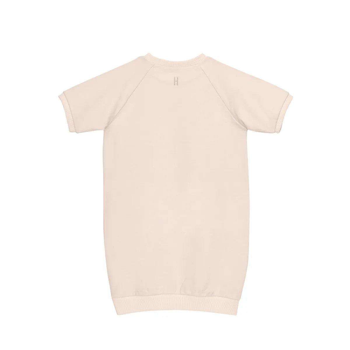 Little Hedonist organic oversized 3/4 sweatdress with short sleeves, in a slight pink tint