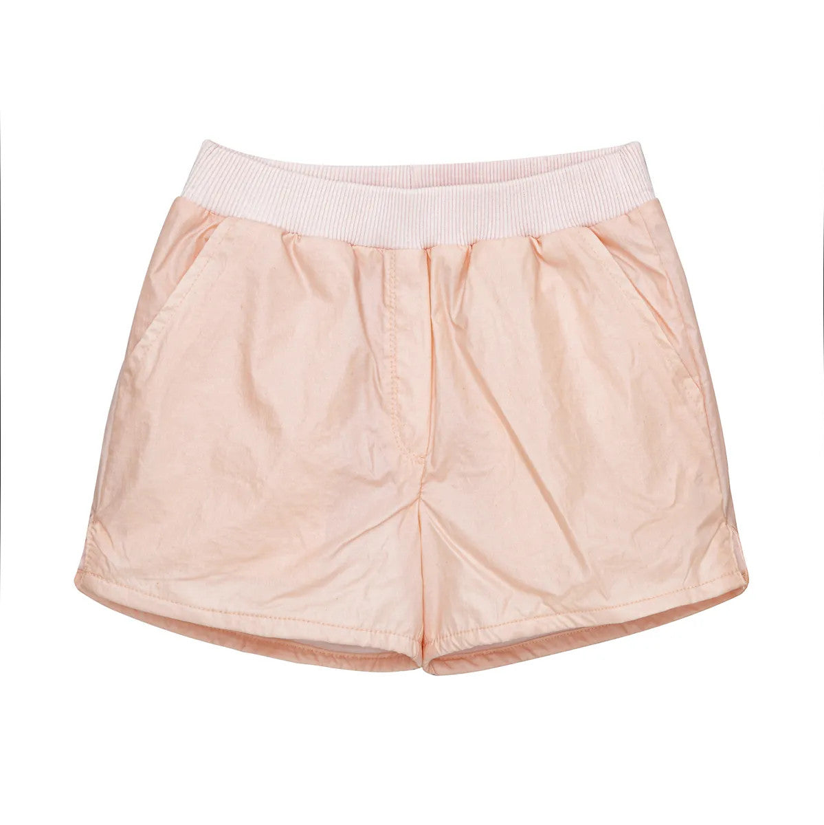 Little Hedonist organic cotton shorts with side pockets and splits for boys and girls in EVening Sand