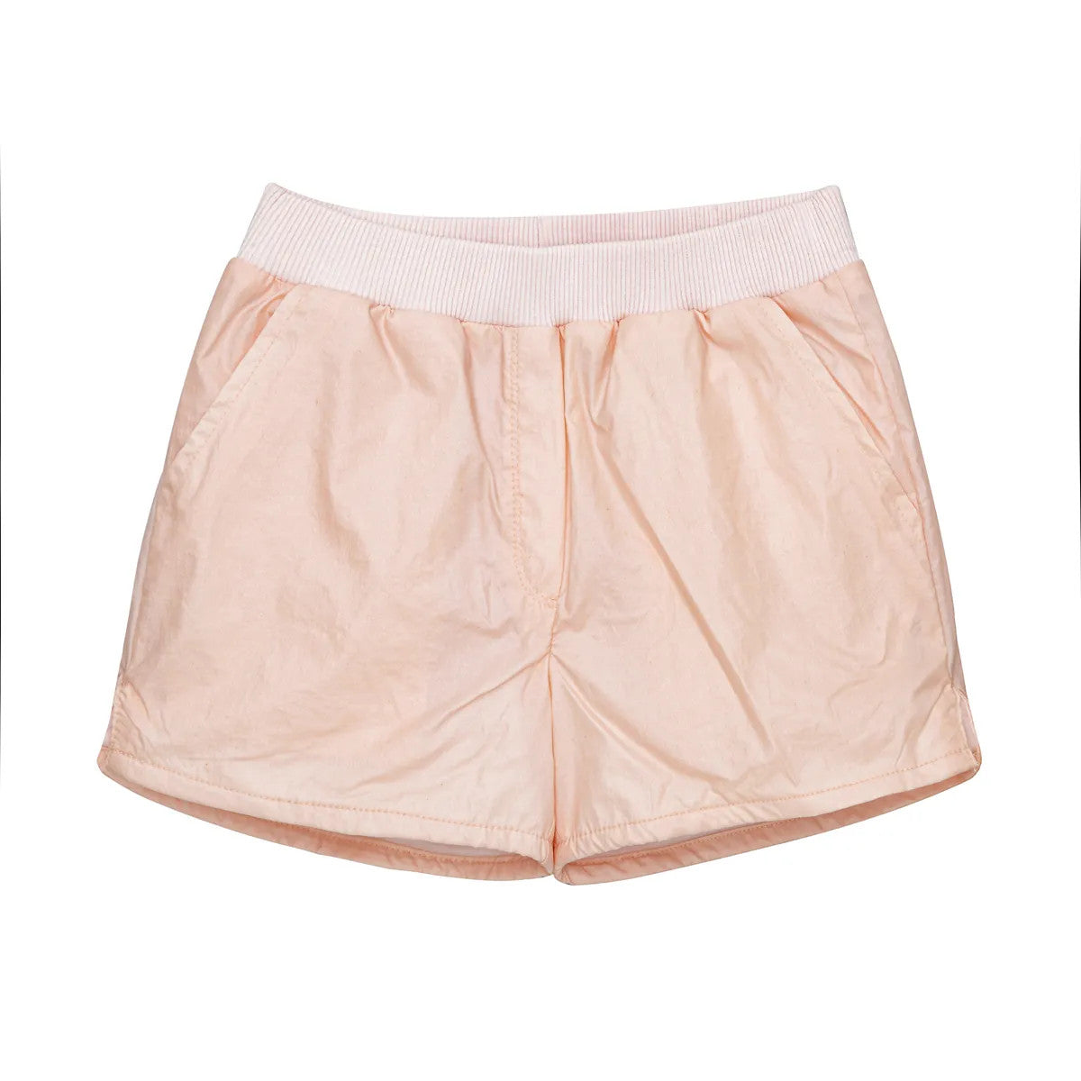Little Hedonist organic cotton shorts with side pockets and splits for boys and girls in EVening Sand