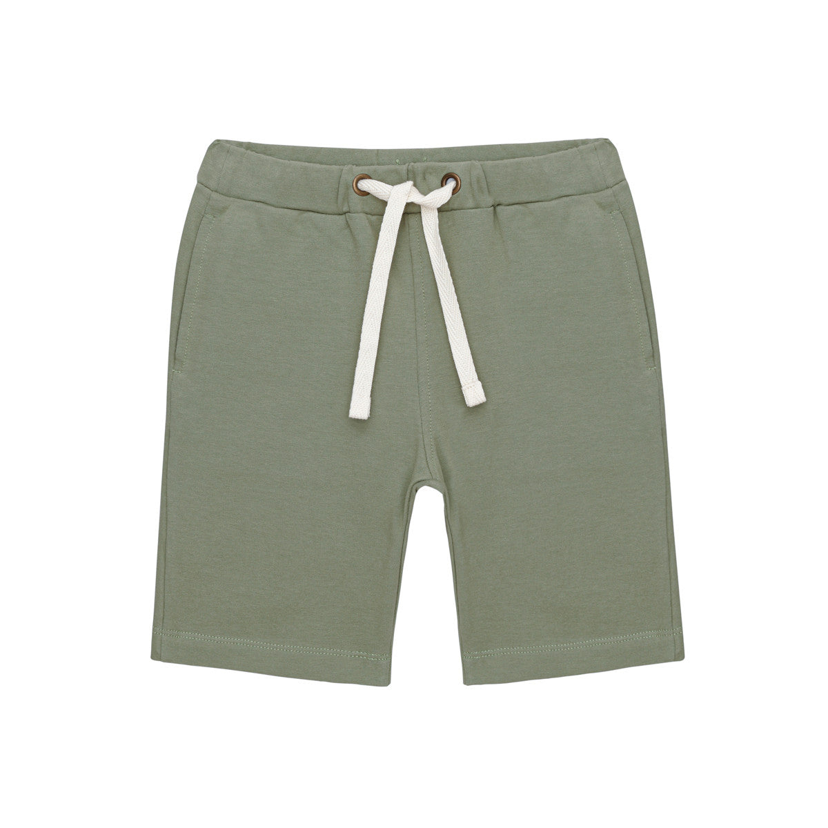 Little Hedonist super comfy organic surfer shorts in Oil Green made from our softest organic cotton. Sustainable kids clothing for boys and girls.