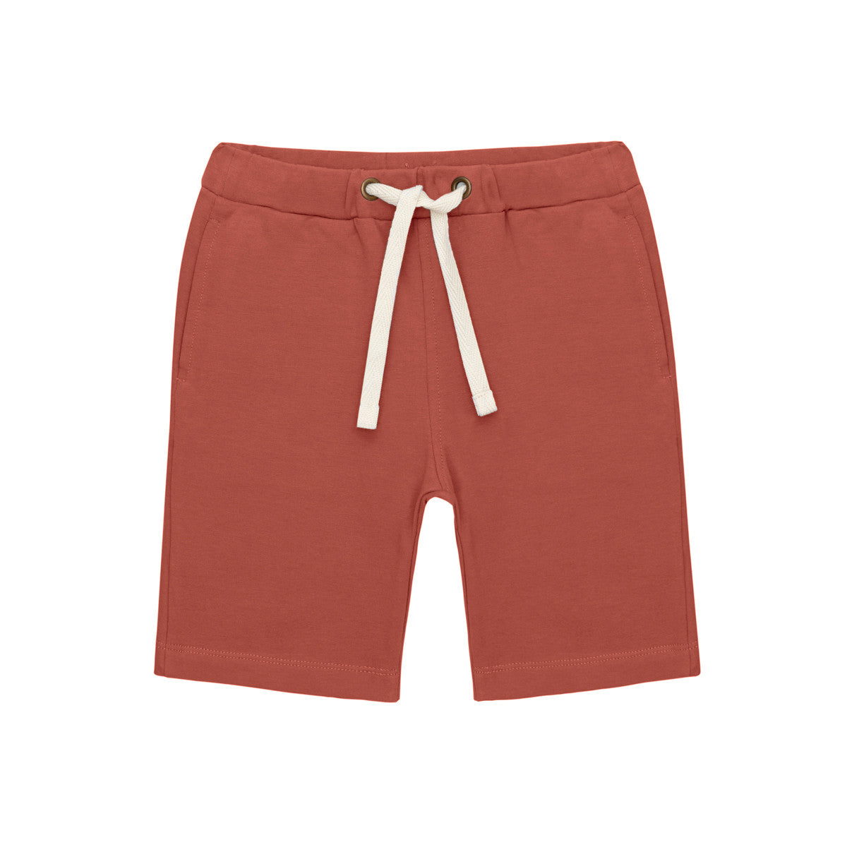 Little Hedonist super comfy organic surfer shorts in Potters Clay made from our softest organic cotton. Sustainable kids clothing for boys and girls.