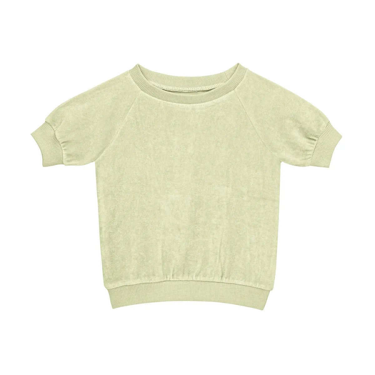 Little Hedonist super comfy organic short sleeve sweater in bright green