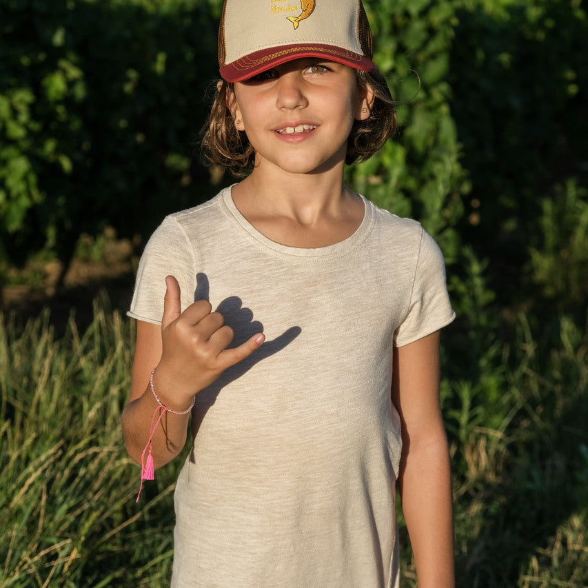 Little Hedonist Trucker Cap for boys and girls. Made from recycled polyester. Sustainable kids clothing.