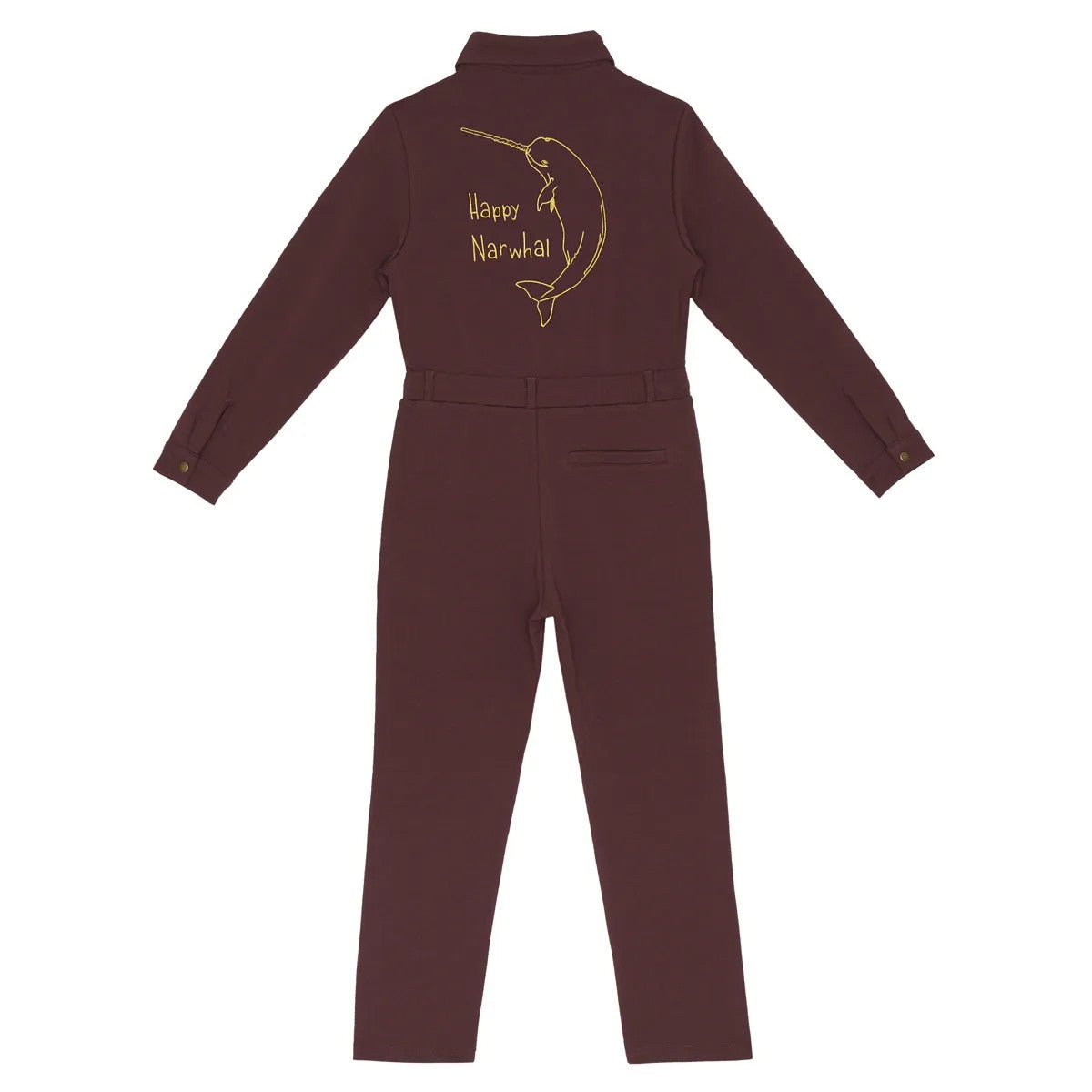 The perfect Little Hedonist overall in Tawny Port. In organic stretchy sweat fabric, straight fit with slim legs. Featuring a flat collar, push buttons and patch pockets.