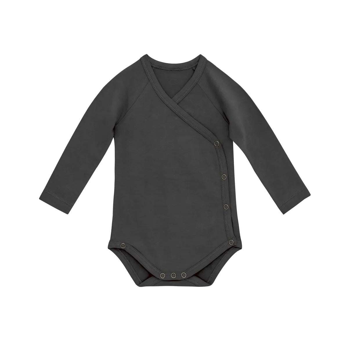 Little Hedonist unisex organic cotton baby onesie (body / romper) made from our signature organic cotton in anthracite grey color.