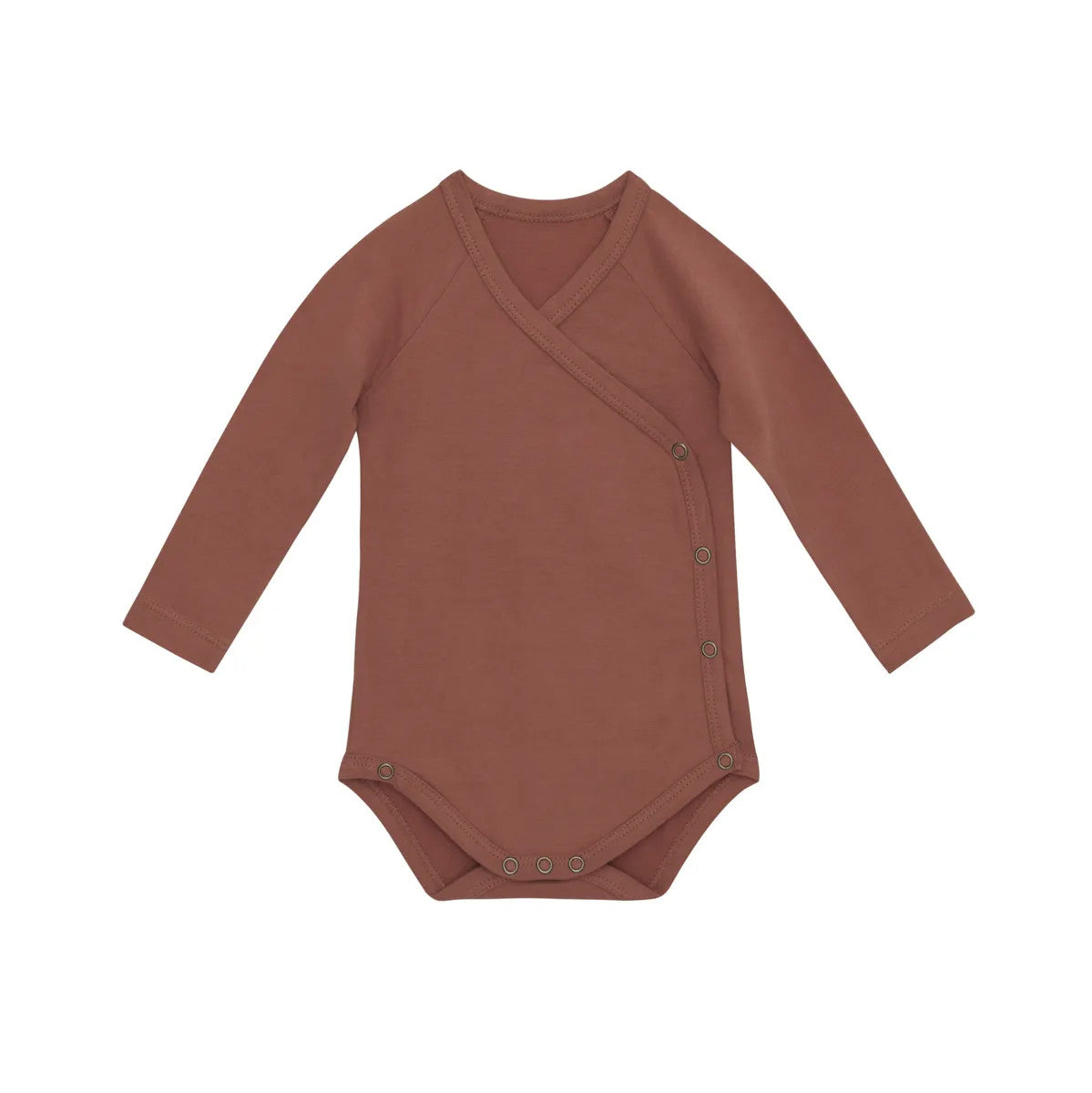 Little Hedonist unisex organic cotton baby onesie (body / romper) made from our signature organic cotton in rust color.