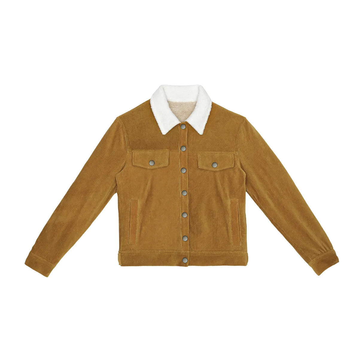 This Little Hedonist unisex organic cotton trucker jacket is THE jacket for the fall season. Warm teddy inside and easy to open and close with push buttons. Wear it as an overshirt or a jacket.