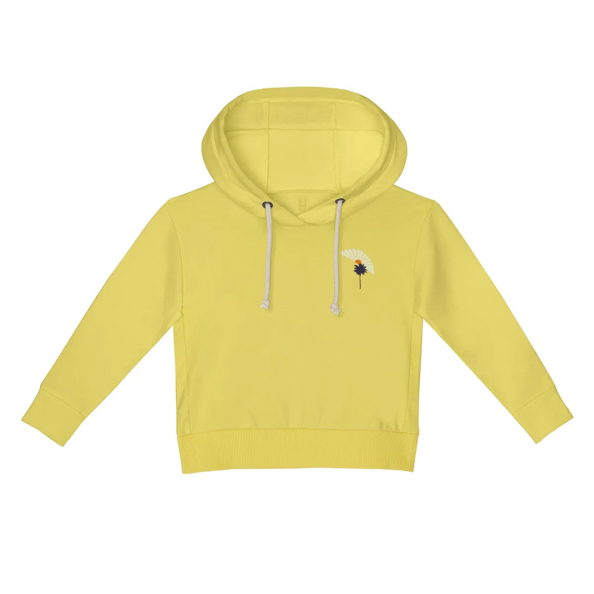 Re-invented signature Little Hedonist hoodie in blazing yellow for girls. Sustainable kids clothing made from organic cotton.