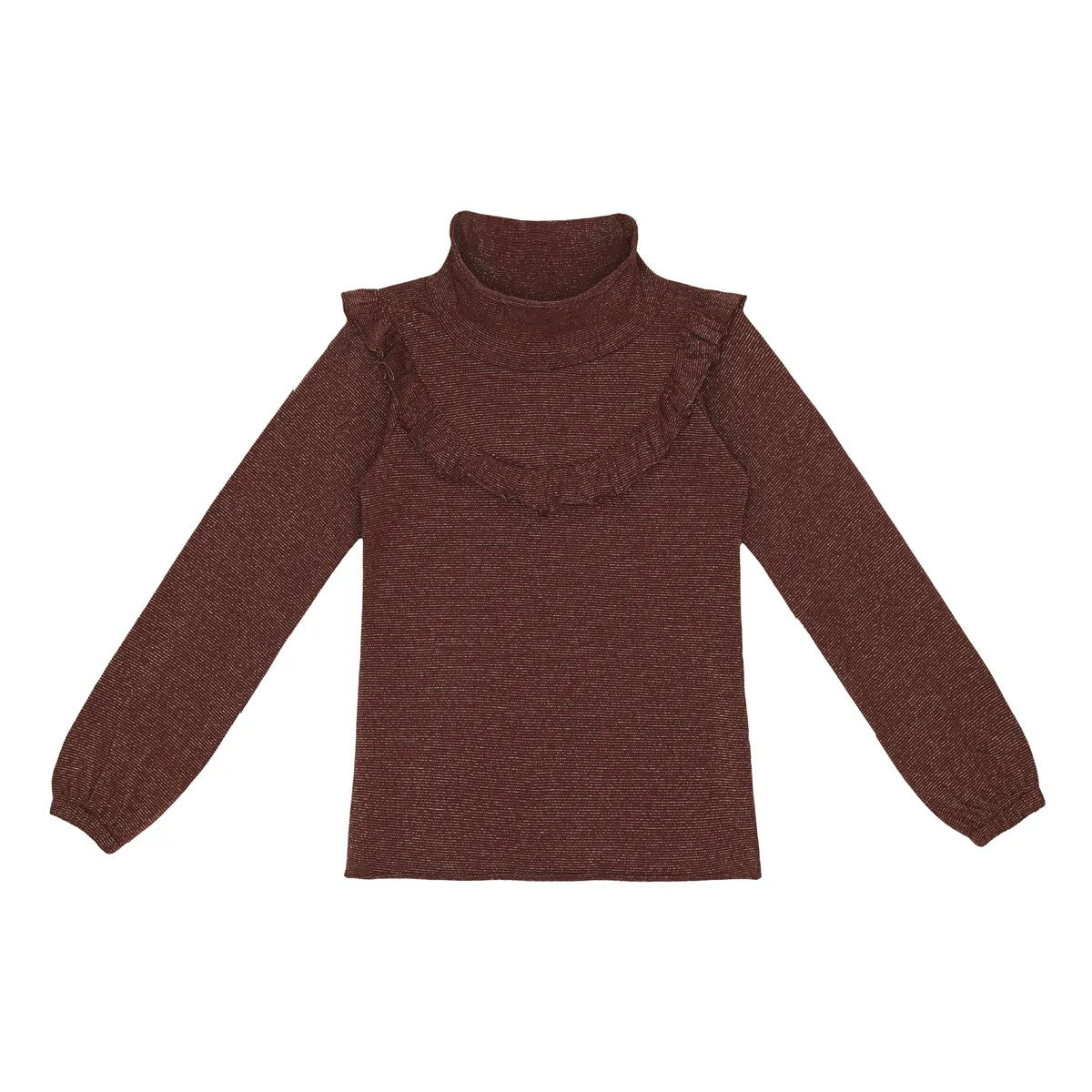 Little Hedonist girly organic cotton top for fancy occasions. In a dark wine tint.