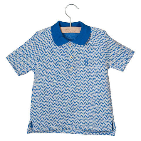 Little Hedonist blue unisex organic cotton short sleeve polo shirt.