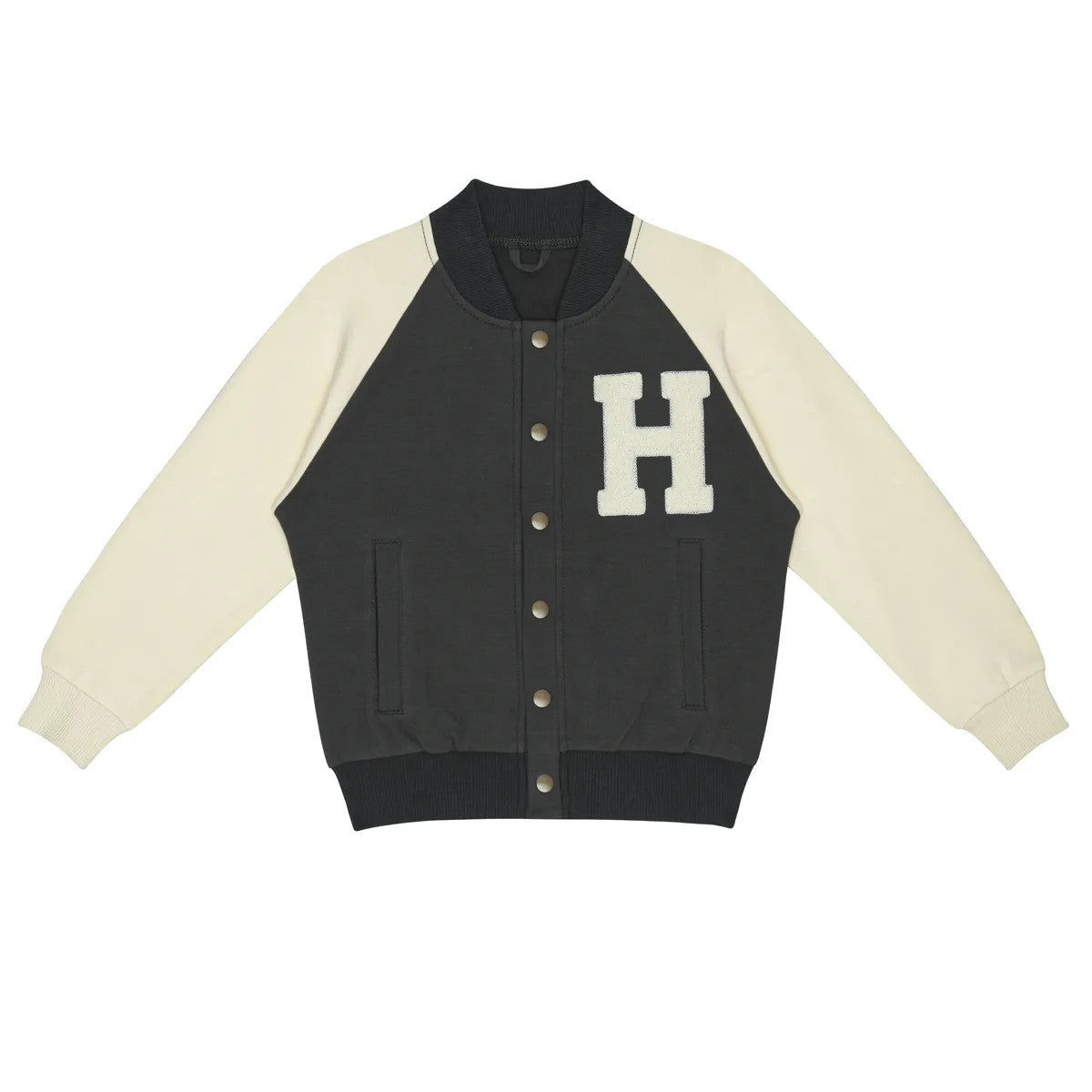 Little Hedonist organic sports jacket for boys and girls, in dark grey