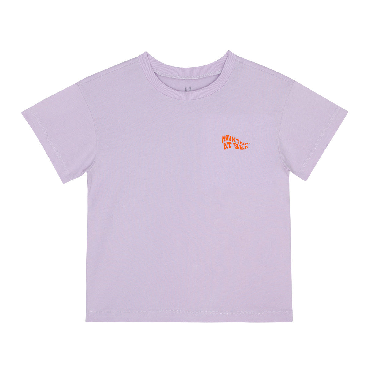 Little Hedonist round neck shirt with print on the front in lavender fog for boys and girls. For this shirt we use the best premium organic cotton for light and easy fit! Sustainable kids clothing.