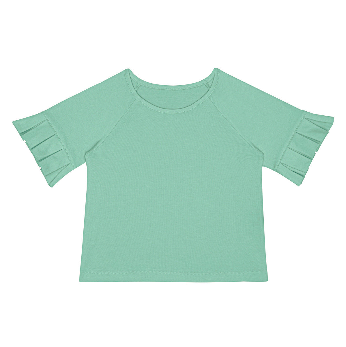 Pleated green Little Hedonist shirt for girls. Look like a real fashionista with this shirt! Sustainable kids clothing made from organic cotton.