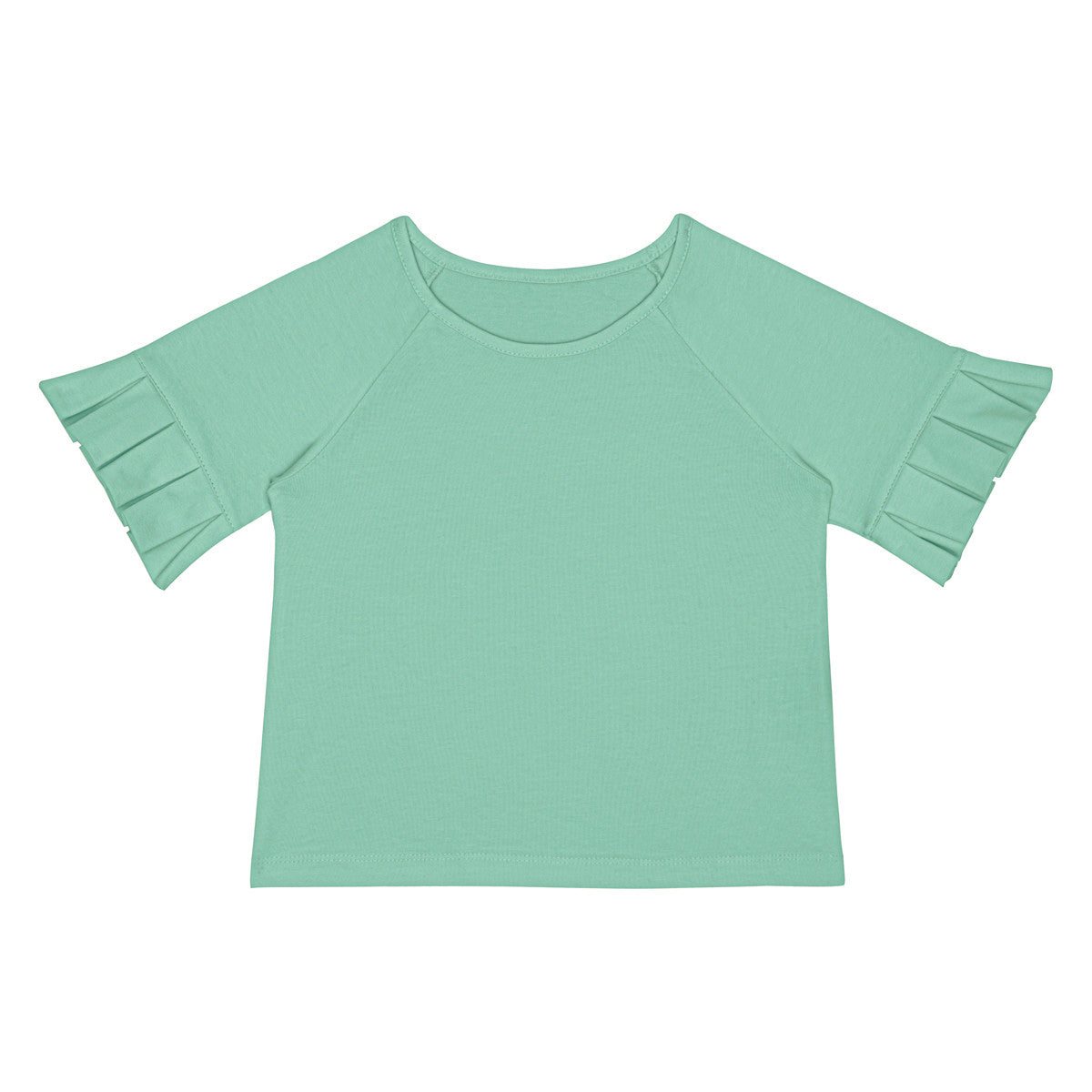 Pleated green Little Hedonist shirt for girls. Look like a real fashionista with this shirt! Sustainable kids clothing made from organic cotton.