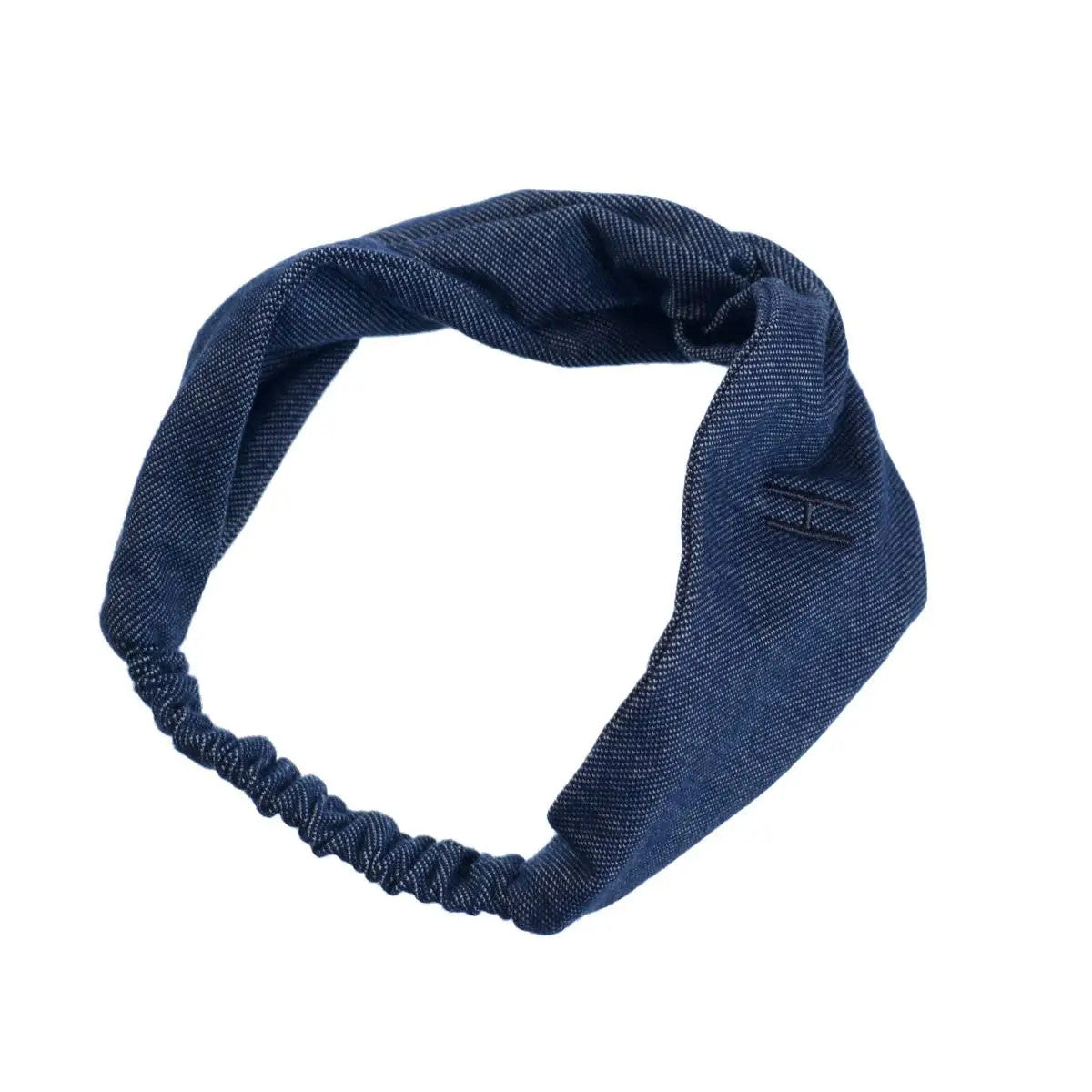 Little Hedonist one-size-fits-all head band, made of organic cotton, in Dark Denim