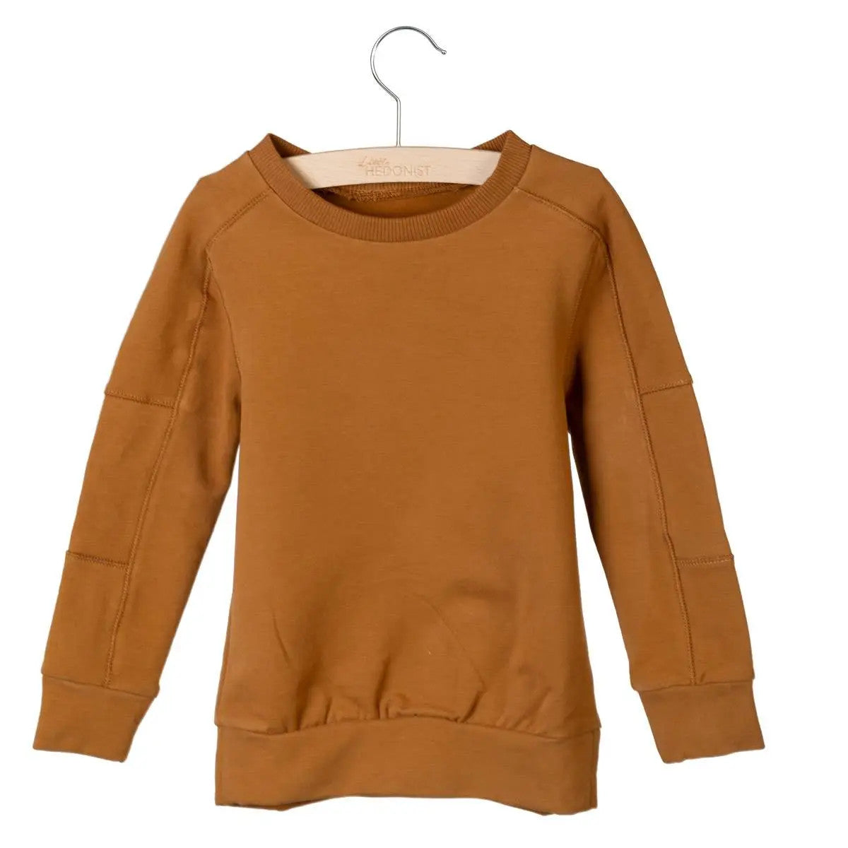 Little Hedonist unisex organic cotton sweatshirt in caramel brown