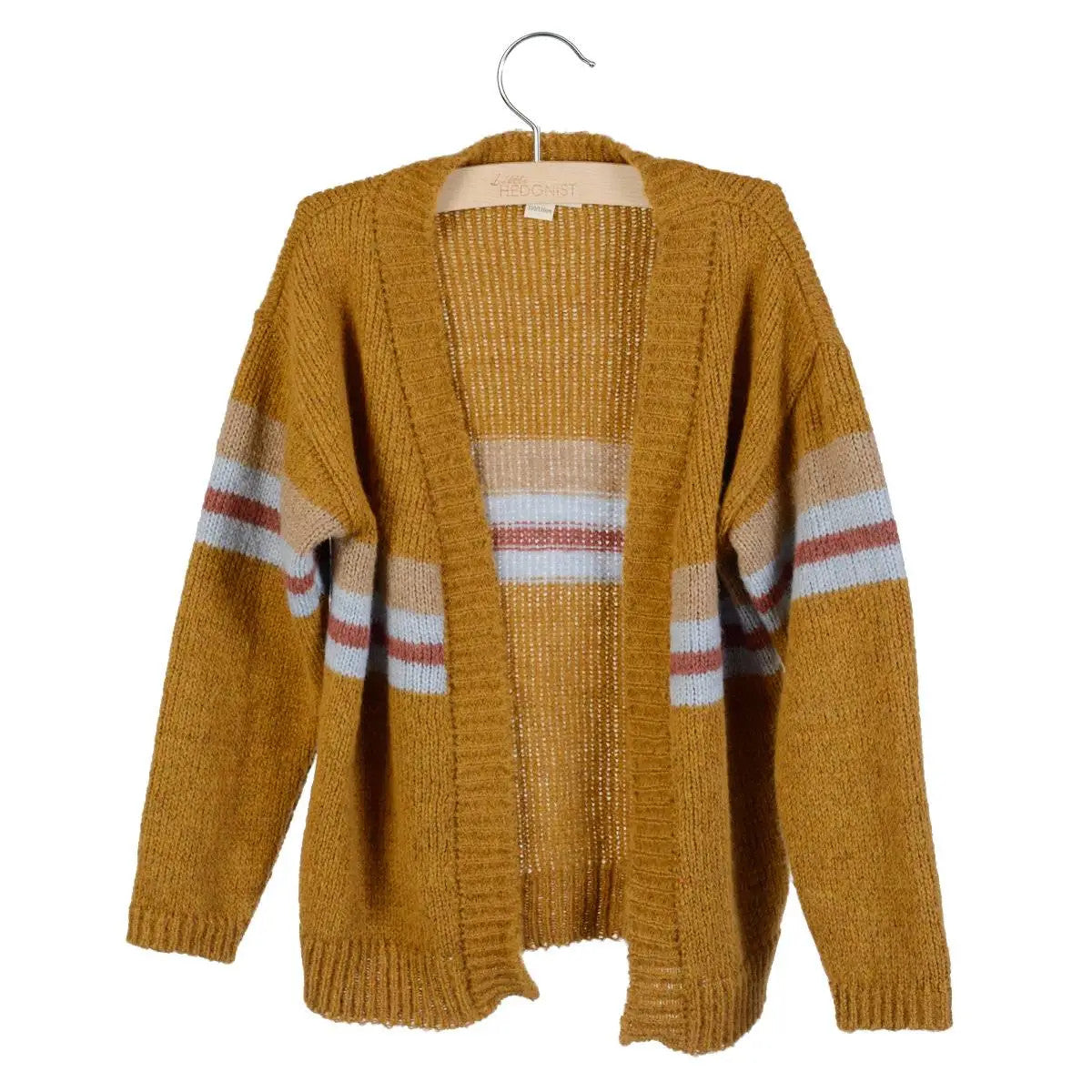 Little Hedonist wool-blend cardigan in brown tones. Sustainable kids fashion for girls and boys