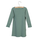 Little Hedonist organic long-sleeve cotton dress for all seasons in Chinois Green ribbed cotton