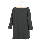 Little Hedonist organic long-sleeve cotton dress for all seasons in Dark Grey ribbed cotton