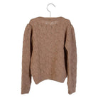 Little Hedonist light brown knitted woolblend sweater with wrinkled puff sleeves.