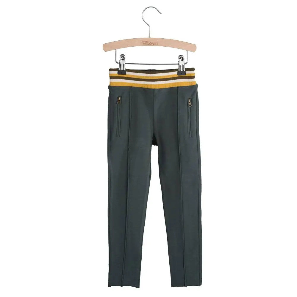 Little Hedonist organic track pants with a skinny cut in dark grey